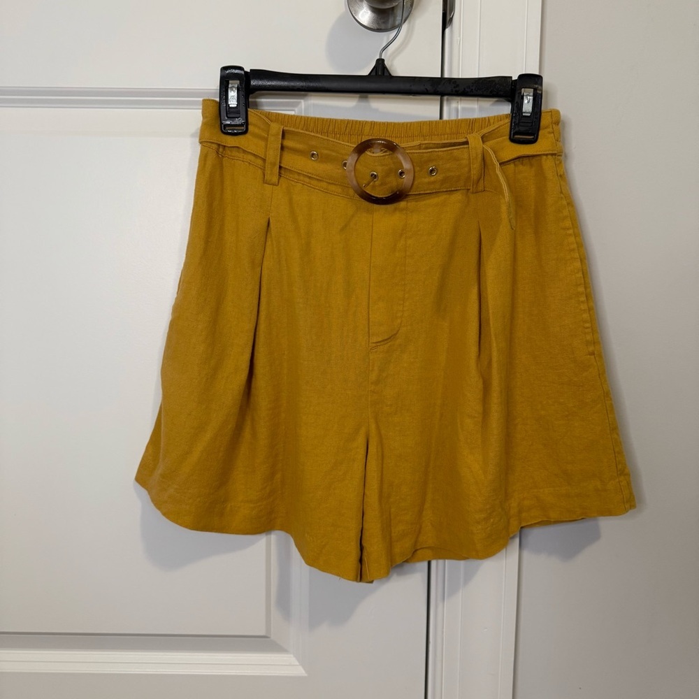 Marc New York Honey Gold Linen Women’s High Waisted Shorts Size Extra Small